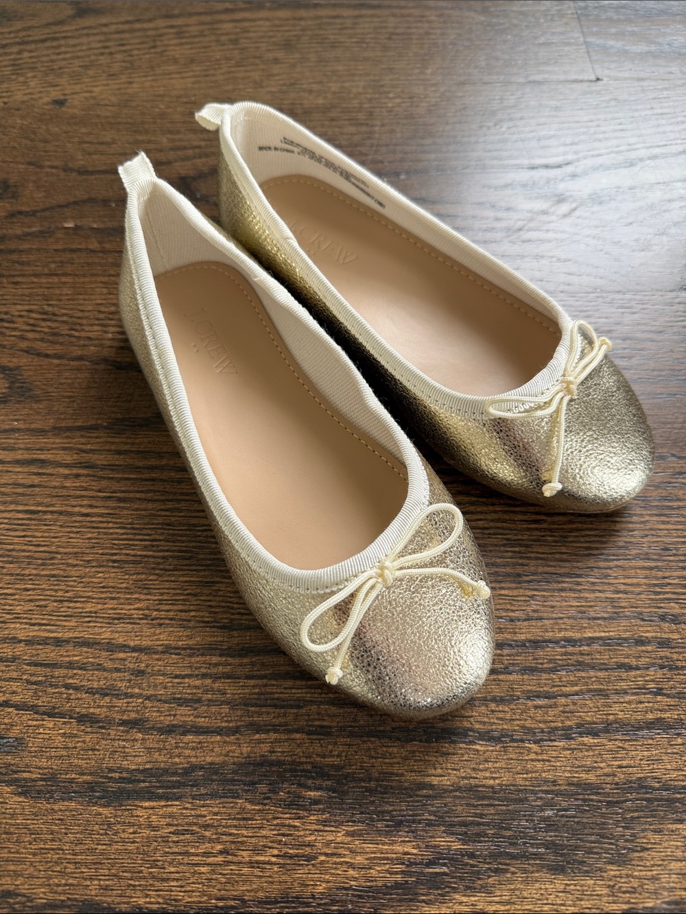 New J. Crew Factory Girls Metallic Gold Ballet Flats